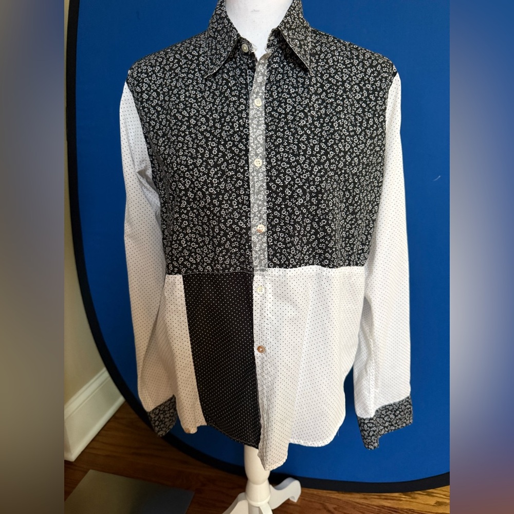Pip Squeek Chapeau Black and White Patterned Shirt size L